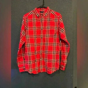 Columbia Men small Shirt Red Plaid Long Sleeve